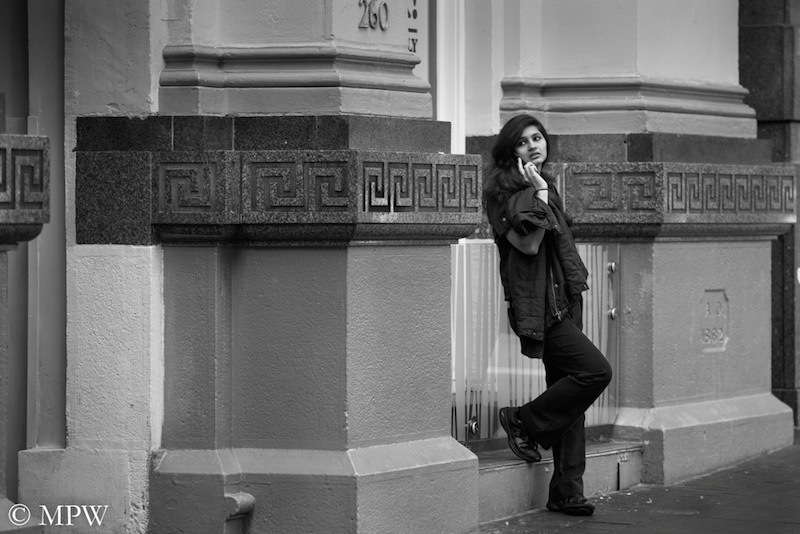 Auckland City street photo, Queent St, black and white